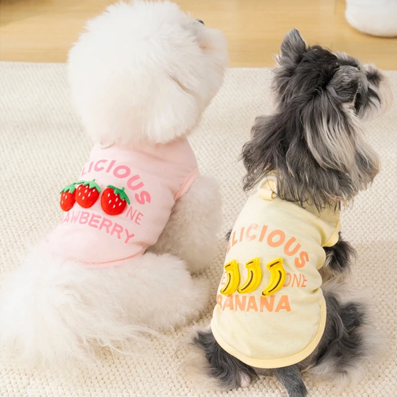 Camiseta verano perro French Bulldog – Estampado de frutas, algodón puro - imagen 4