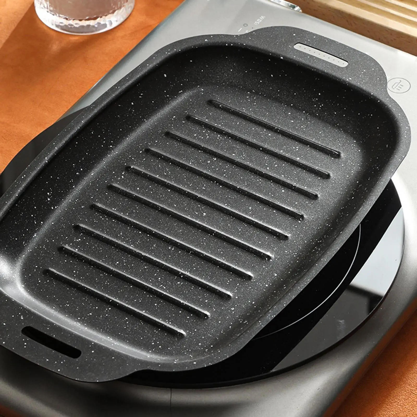 Plancha rectangular antiadherente con asa para camping y hogar - imagen 3
