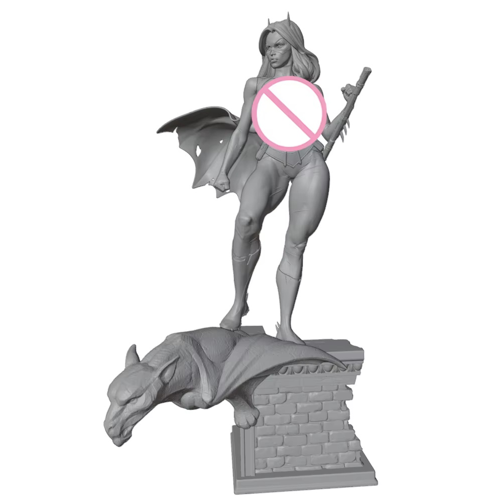 Miniatura figura Anime NSFW impresa en 3D, sin montar y gris - imagen 2