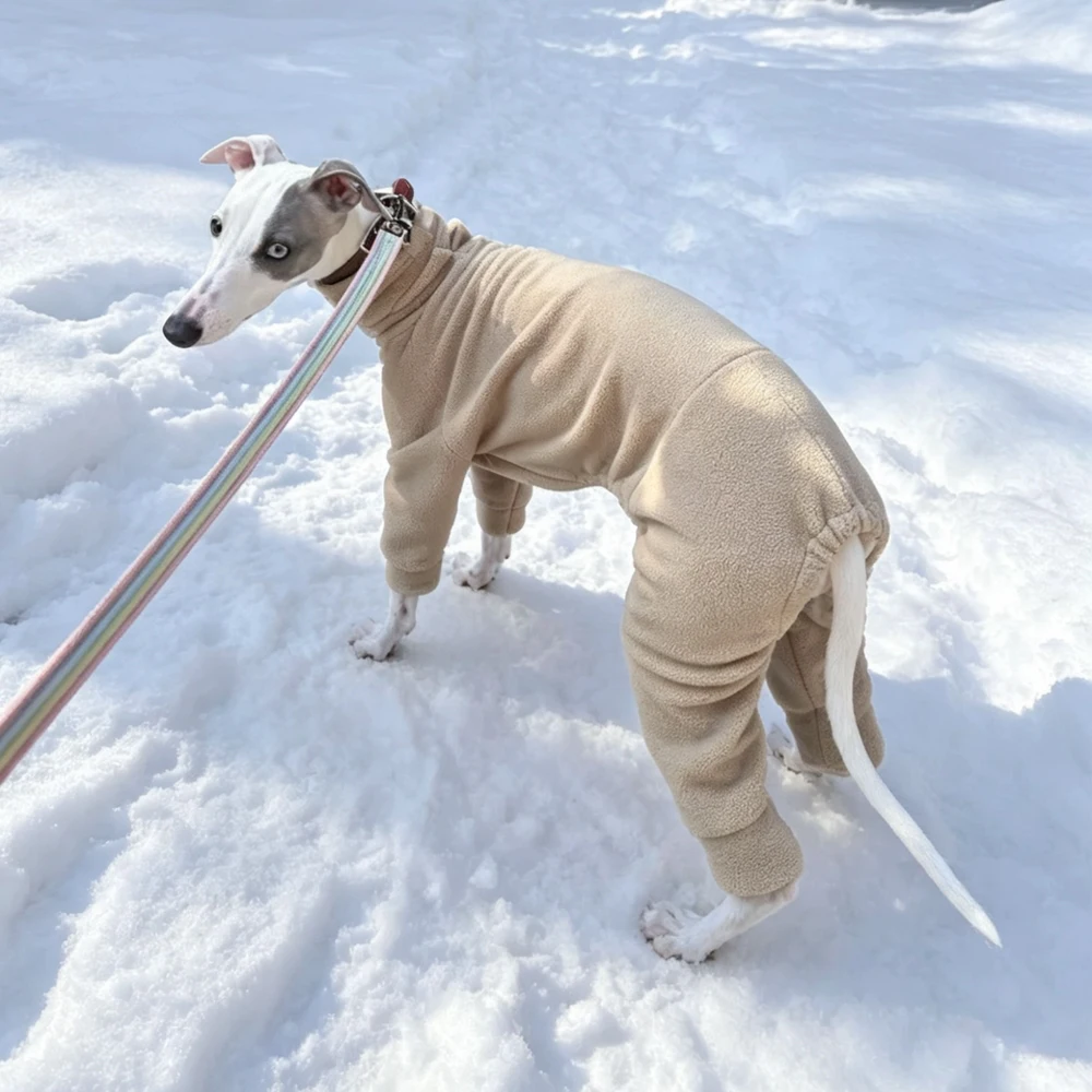 Abrigo forro polar grueso para galgo italiano y whippet marrón - imagen 3