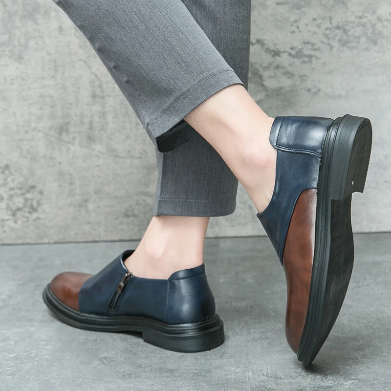 Zapatos elegantes de piel para hombre con cremallera lateral - imagen 2