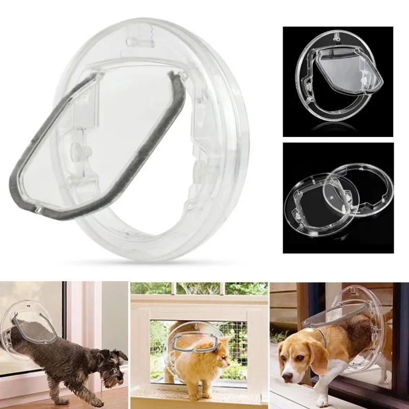 Puerta redonda para gatos y perros con cierre 4 vías transparente - imagen 4