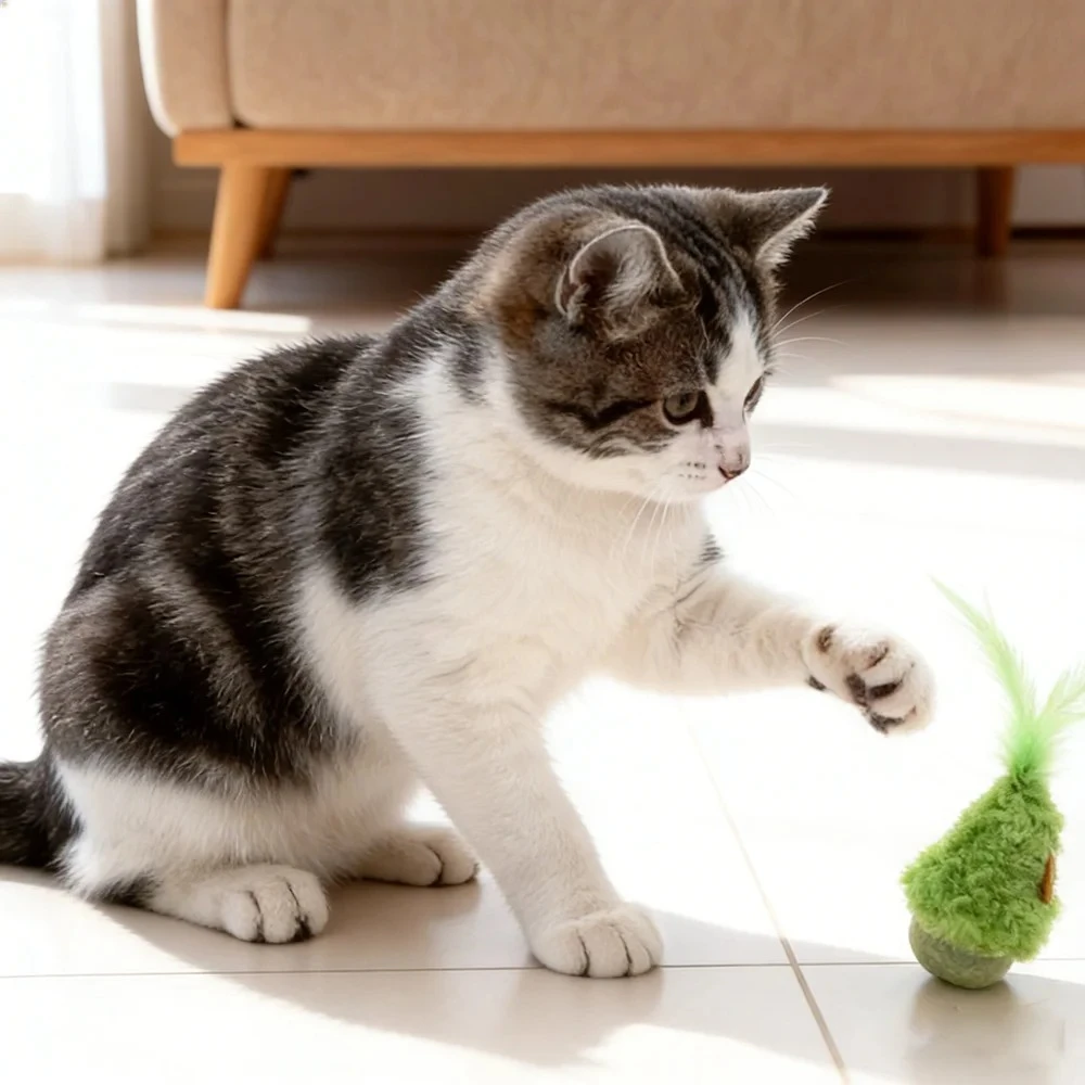 Accesorio para gatos en cesto de juguetes