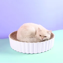 Rascador de Cartón para Gatos con Cama Redonda – Núcleo Reemplazable