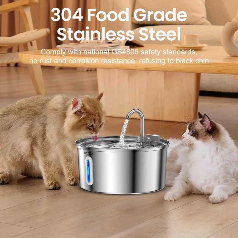 Bebedero automático para gatos y perros – Fuente de agua de acero inoxidable - imagen 3