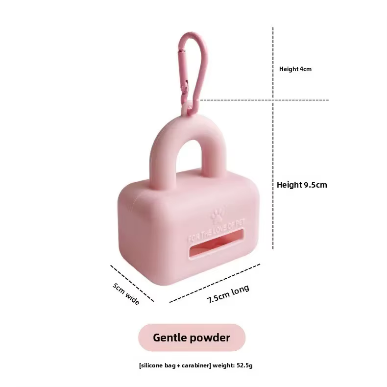 Dispensador portátil de bolsas para heces de perro y gato, con mosquetón - imagen 2