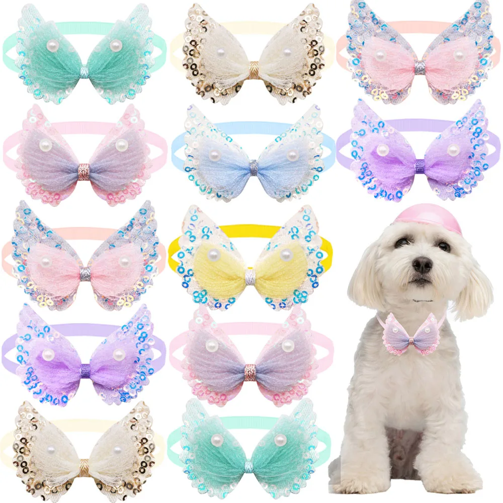 Pajarita para perro con detalle de perla de encaje