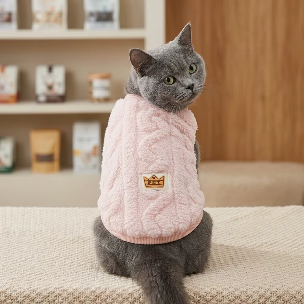 Chaleco abrigo de felpa cálida para gatos, perros y Sphynx - imagen 2