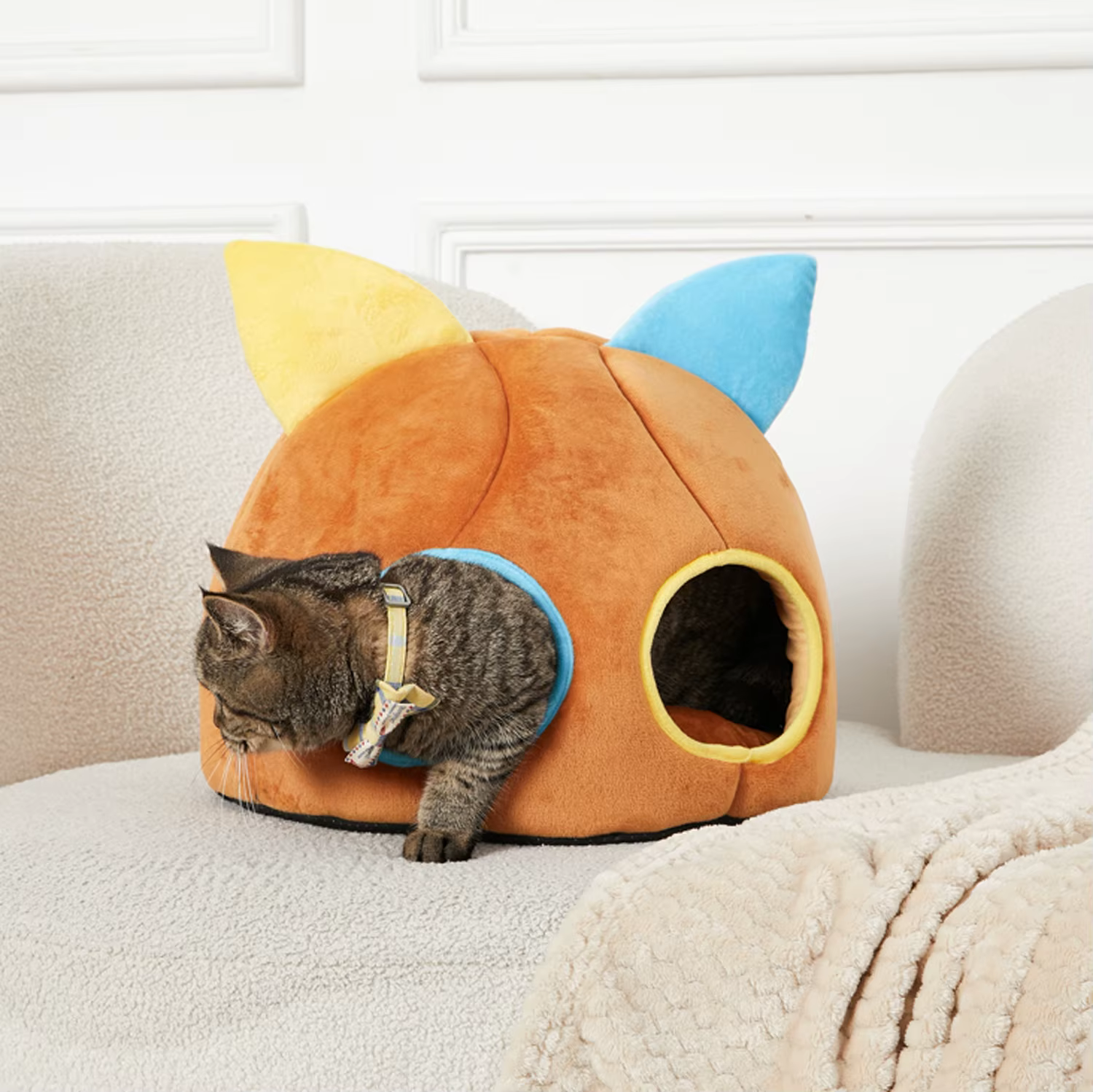 Cama nido cálida de invierno para gatos pequeños, cesta redonda - imagen 2