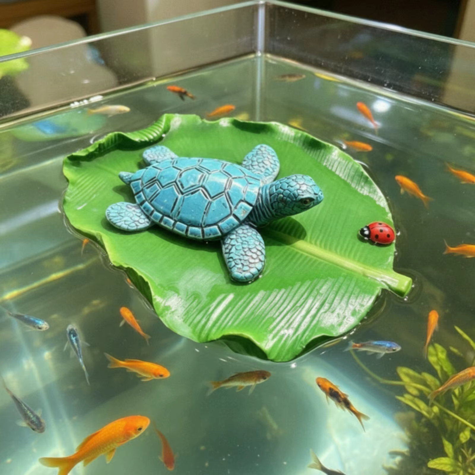 Tortuga flotante decorativa para acuario – Adorno impermeable para estanque - imagen 5