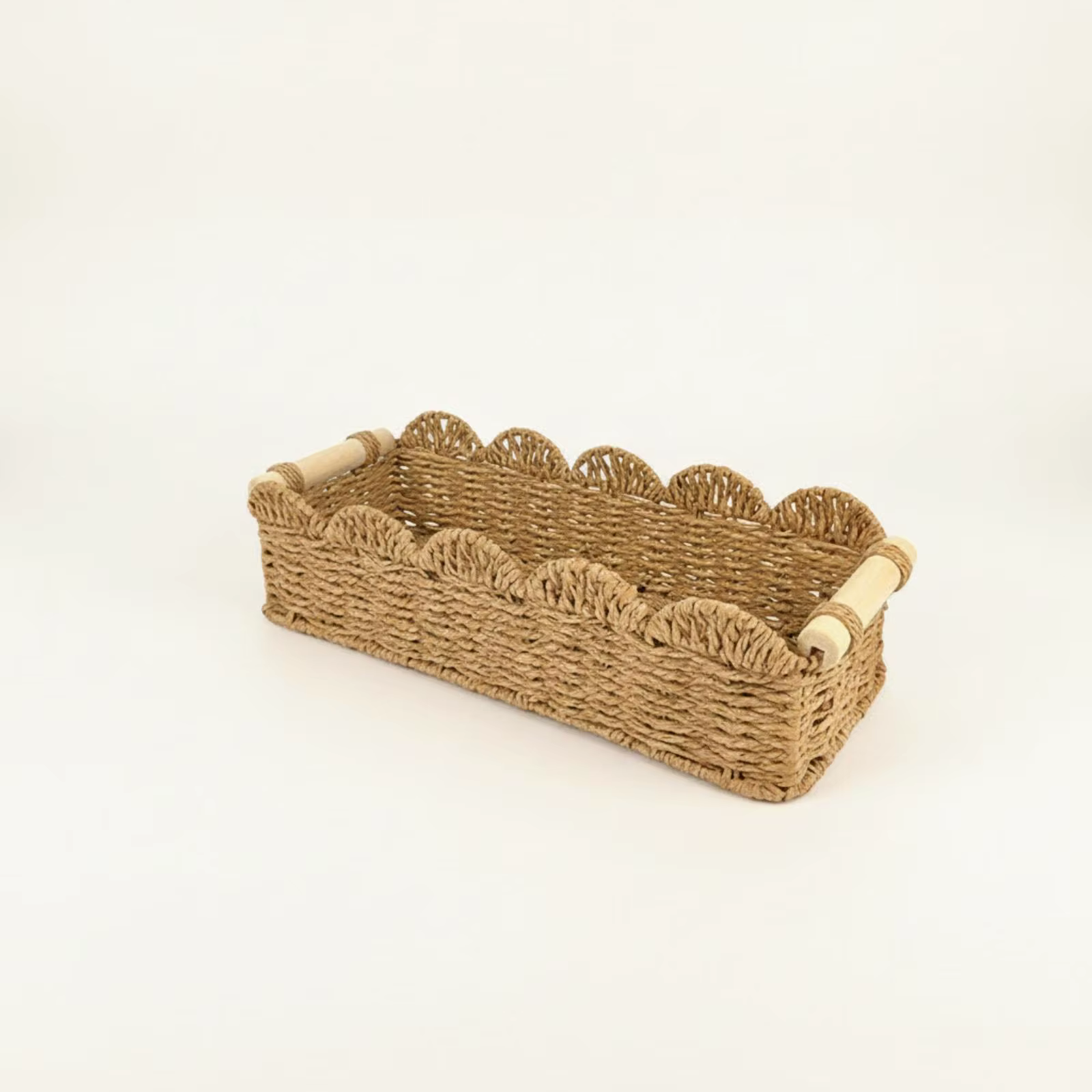 Cesta tejida con asas, organizadora y decorativa - imagen 3
