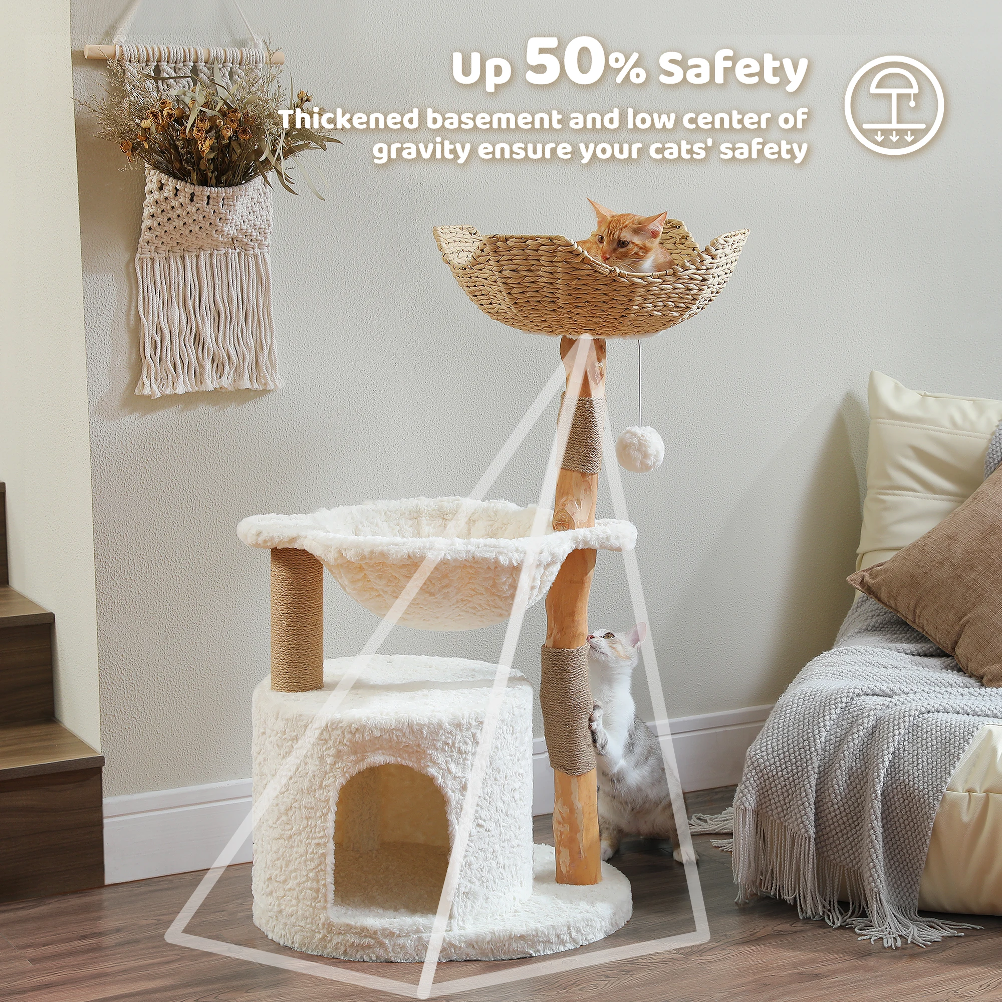 Árbol para gatos con gatos usando la estructura