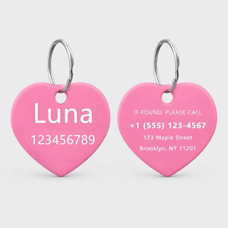 Placa personalizada para perro o gato – Nombre con forma de corazón - imagen 2