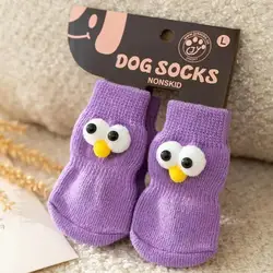Calcetines antideslizantes de punto con ojos 3D para gatos y perros