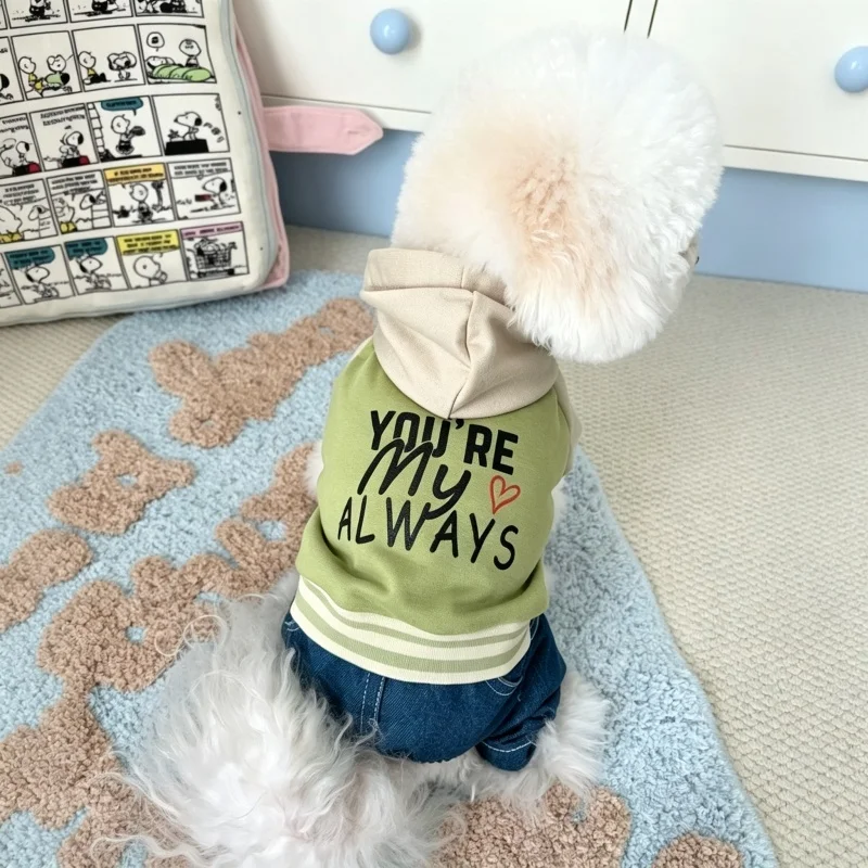 Mono para perros y gatos con estampado de letras – Chaqueta suave de otoño - imagen 5