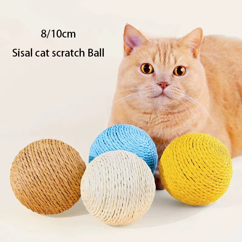 Pelota de sisal sonora para gatos – Juguete interactivo dental - imagen 2