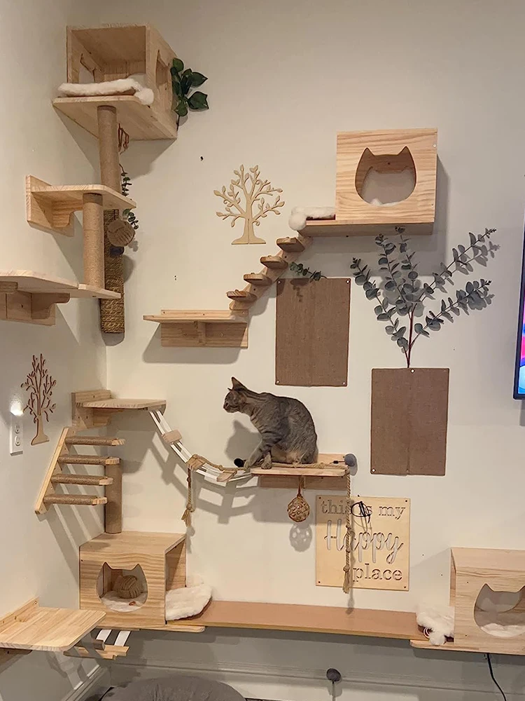 Plataforma de hamaca para gatos en tonos neutros