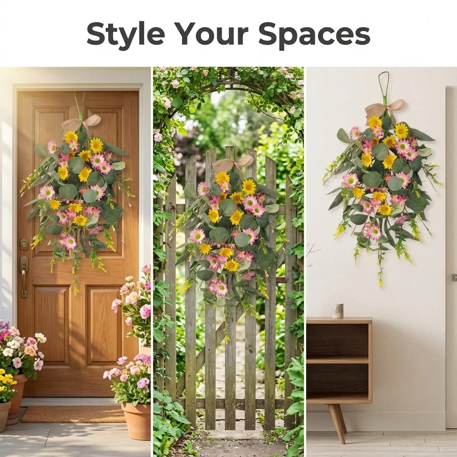 Guirnalda de Flores Artificiales para Decoración Interior – Estilo Rústico - imagen 3