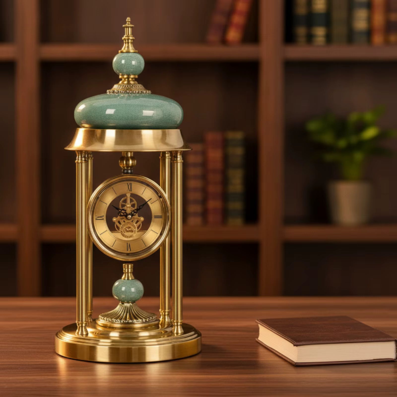 Reloj de Mesa de Cuarzo con Números Romanos – Estilo Europeo Antiguizado para Hogar