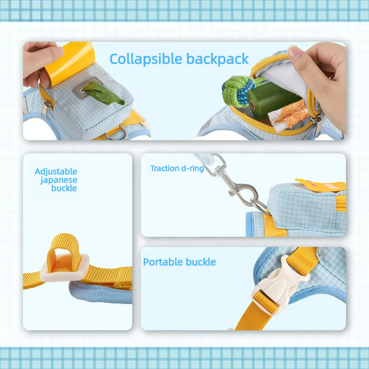 Mochila arnés chaleco ajustable para perros pequeños y medianos - imagen 4