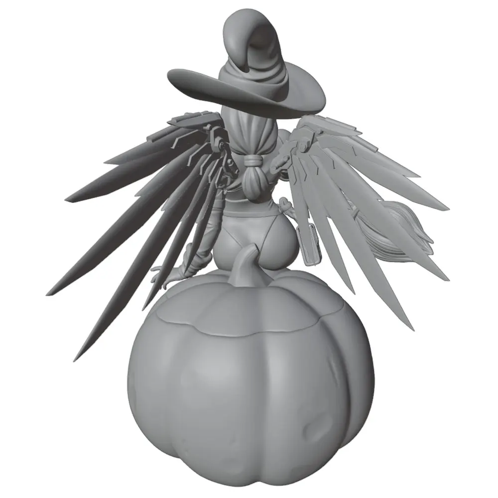 Figura de anime en miniatura GK impresa en 3D gris, sin montar - imagen 4
