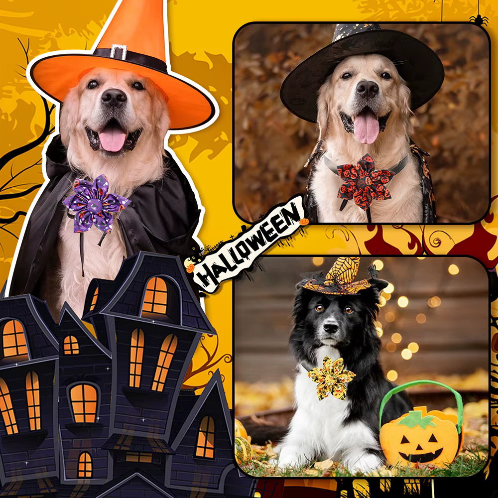 Collar para perros con flores de Halloween y corbatín removible - imagen 4