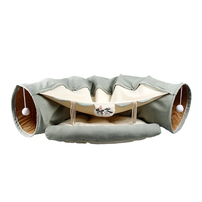 Nido plegable y túnel para gatos: cueva rodante de juego - imagen 2
