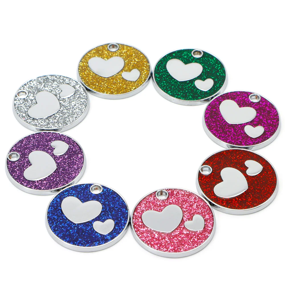 Etiquetas personalizadas rojo y azul para collar de mascota