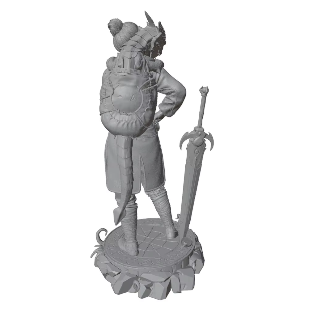 Figura de anime GK mini impresa en 3D gris, sin montar ni pintar - imagen 4
