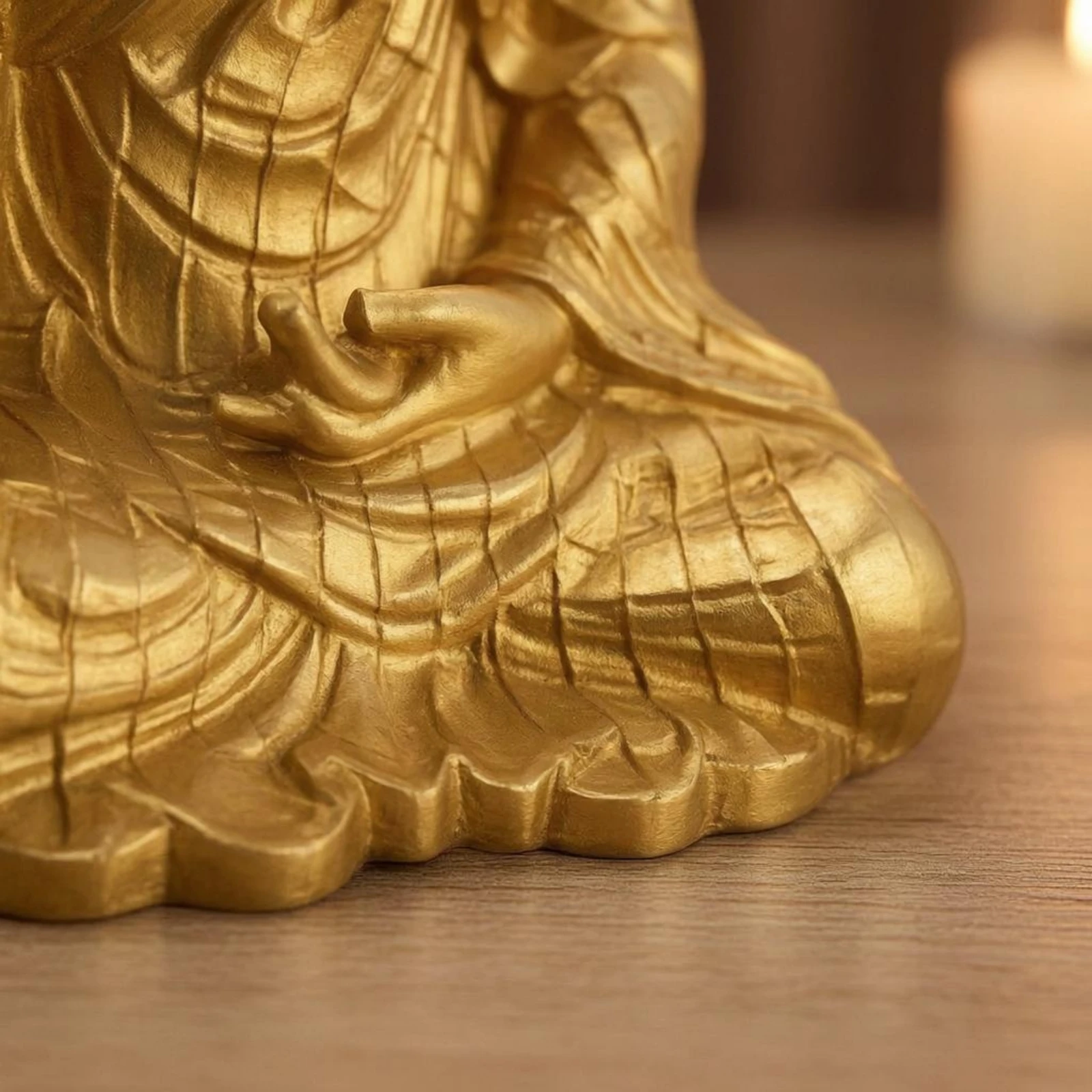 Figura decorativa Ksitigarbha en oro mate para gatos y perros - imagen 3