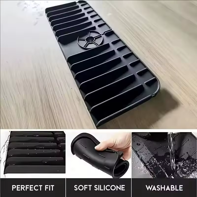 Alfombrilla de silicona antideslizante para fregadero – Protector antidesgaste y drenaje - imagen 5