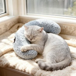Almohada cama media luna ultra suave para gatos, lavable