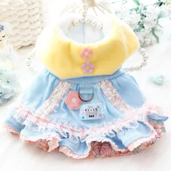 Abrigo vestido acolchado para perro pequeño con encaje