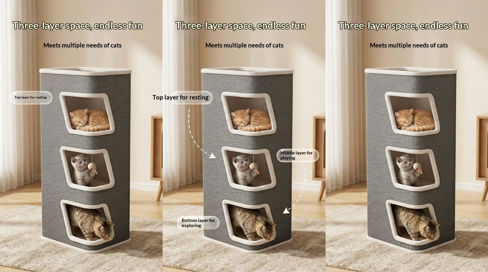 Estructura compacta para gatos de interior