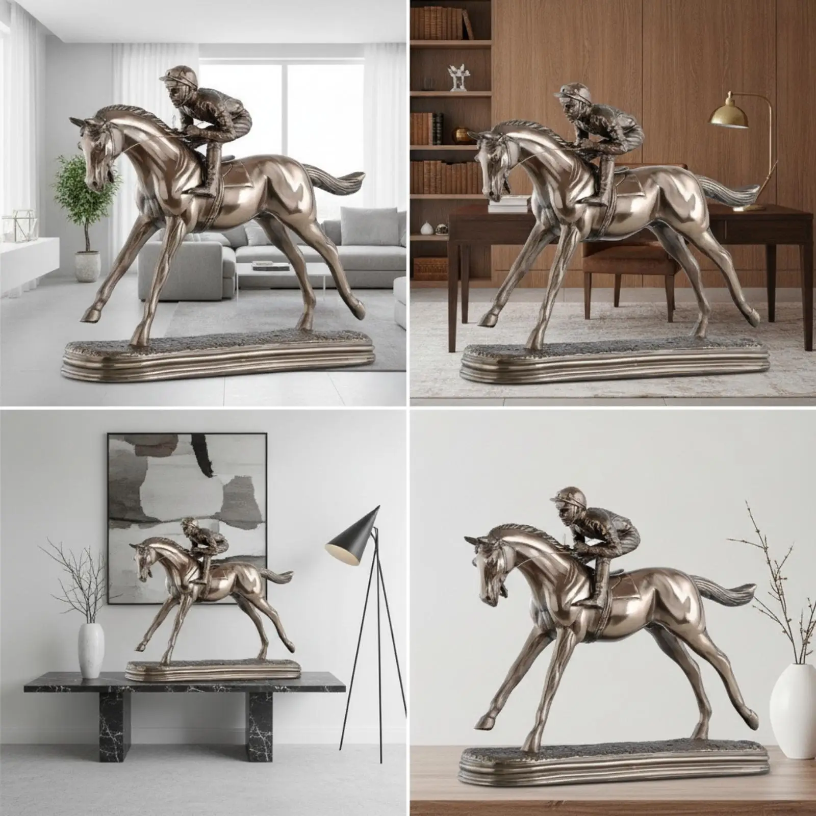 Estatua de caballo en bronce fundido en frío – Adorno decorativo artístico - imagen 4