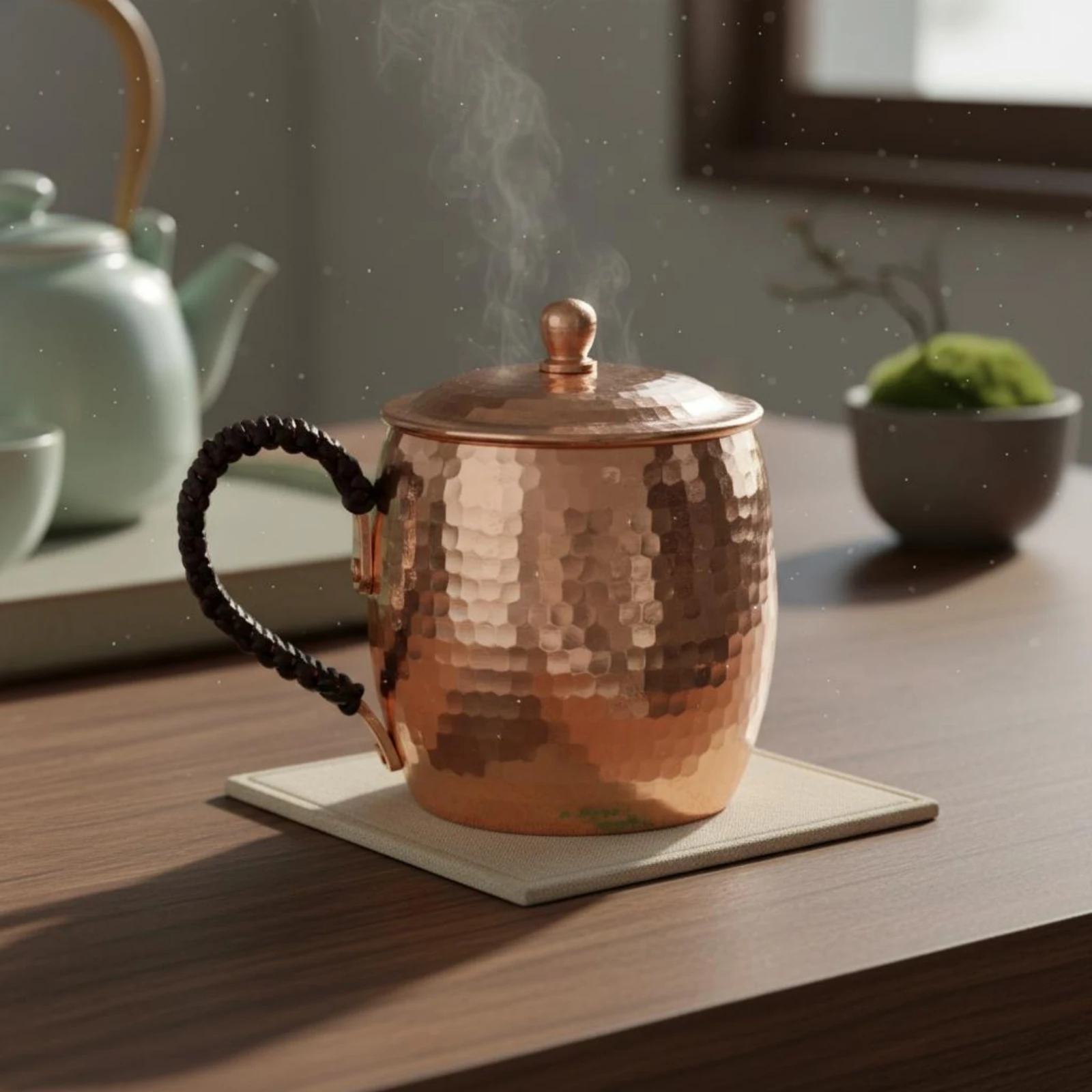 Taza de cobre para Moscow Mule con tapa y acabado pulido premium - imagen 3
