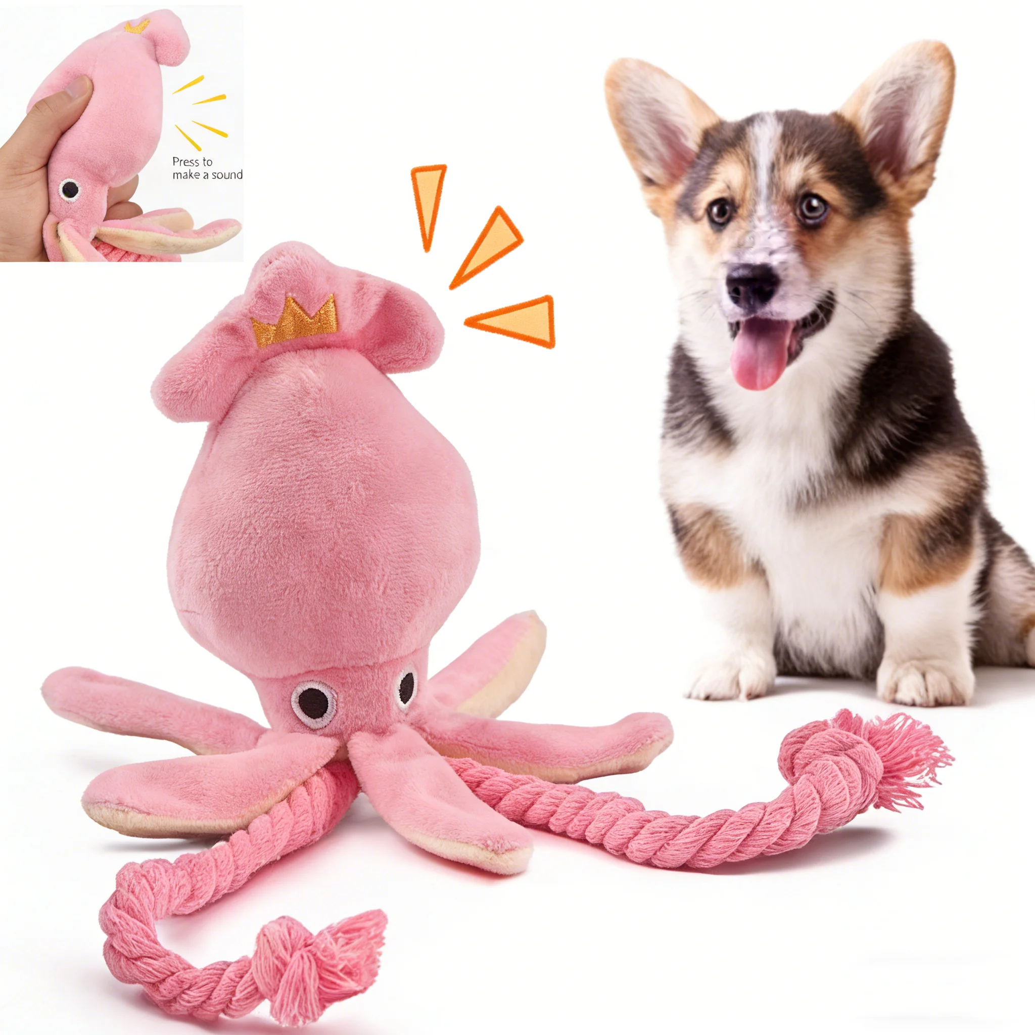 Pulpo de cuerda con sonido para mascotas