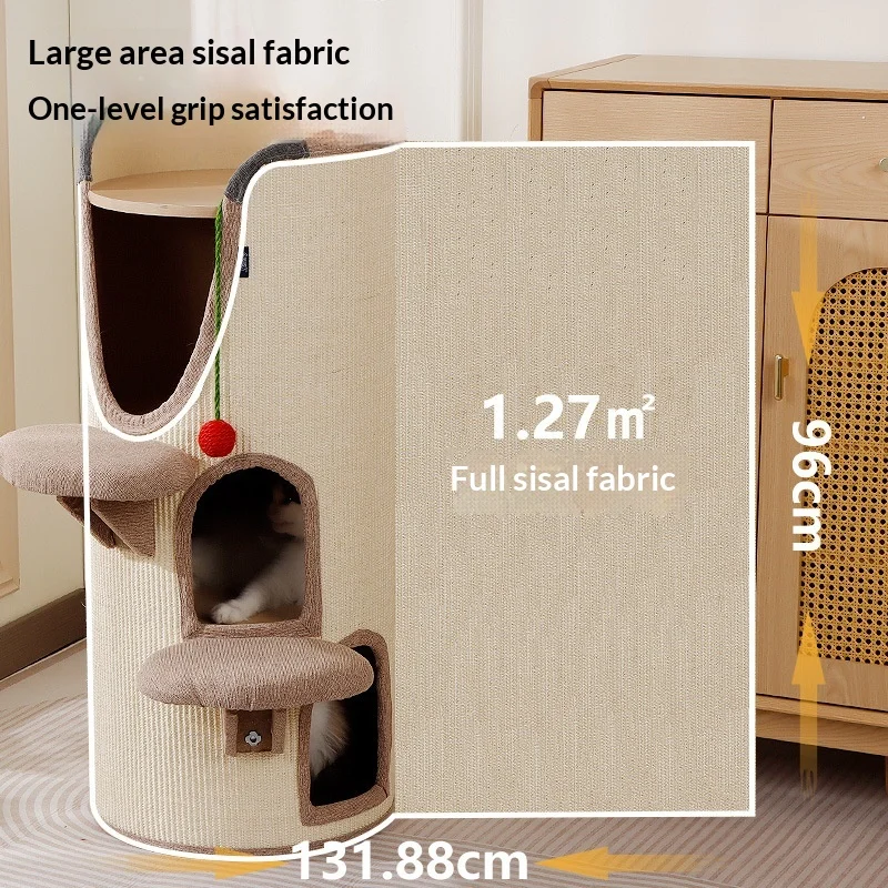Árbol rascador para gatos con sisal, cama, túnel y juguete - imagen 5