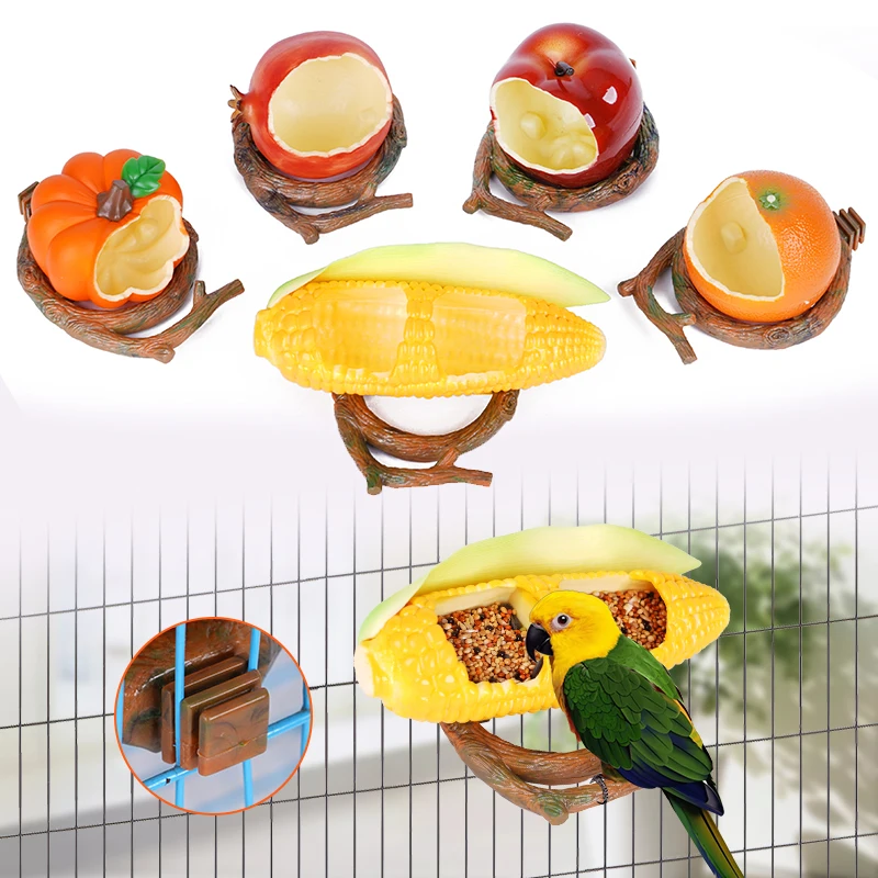 Comedero colorido con forma de fruta para aves