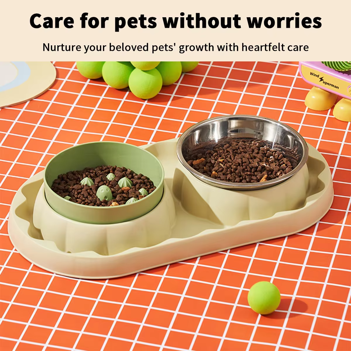 Comedero doble de acero inoxidable para gatos y perros - imagen 2