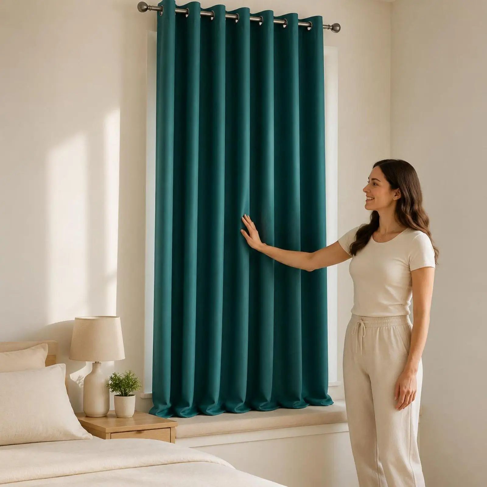 Cortinas Opacas con Ganchos para Dormitorio – Aislamiento Térmico y Privacidad - imagen 5