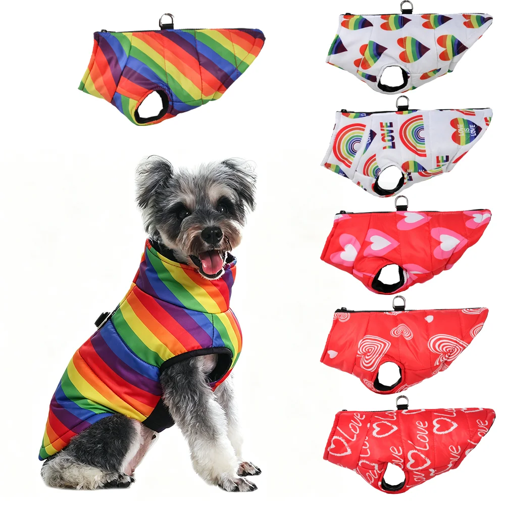 Chaqueta cálida perro mini mediano impermeable viento anillo en D amor - imagen 4