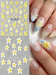 Pegatinas uñas 5D para gato y perro, pétalos verano con relieve