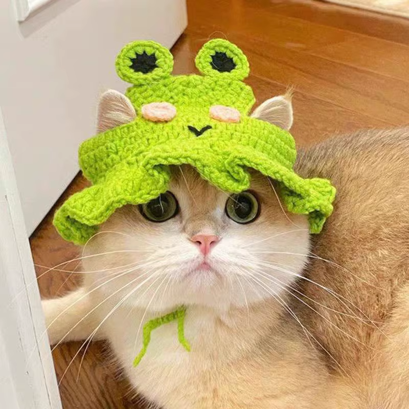 Gorro ganchillo con flores para gatos y perros pequeños - imagen 5