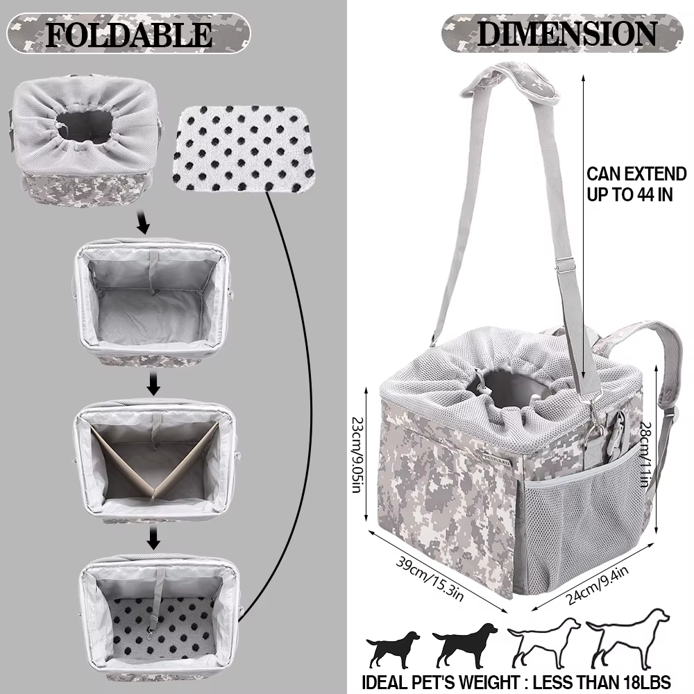 Interior de la cesta con almohadilla lavable para mascotas