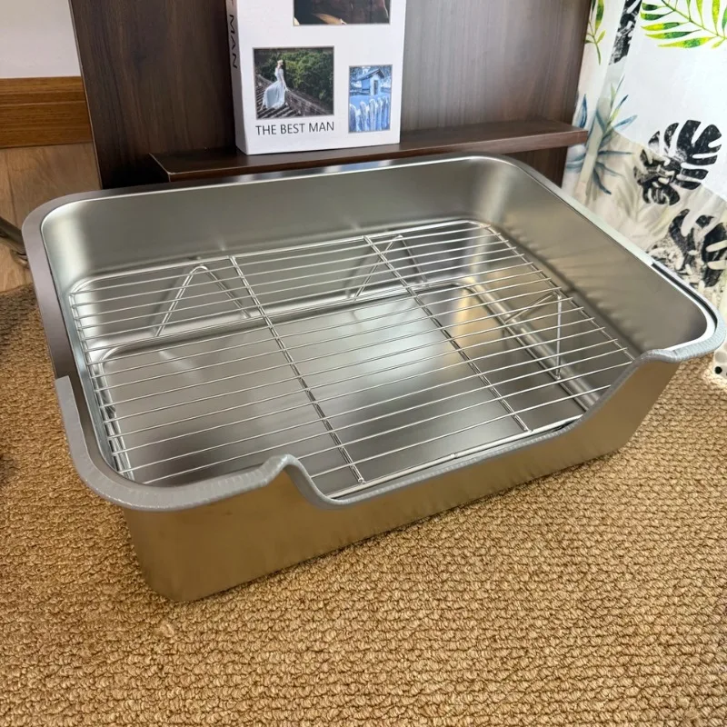 Inodoro para perros de acero inoxidable con borde elevado