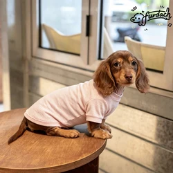 Camiseta de algodón a rayas para perros salchicha Dachshund