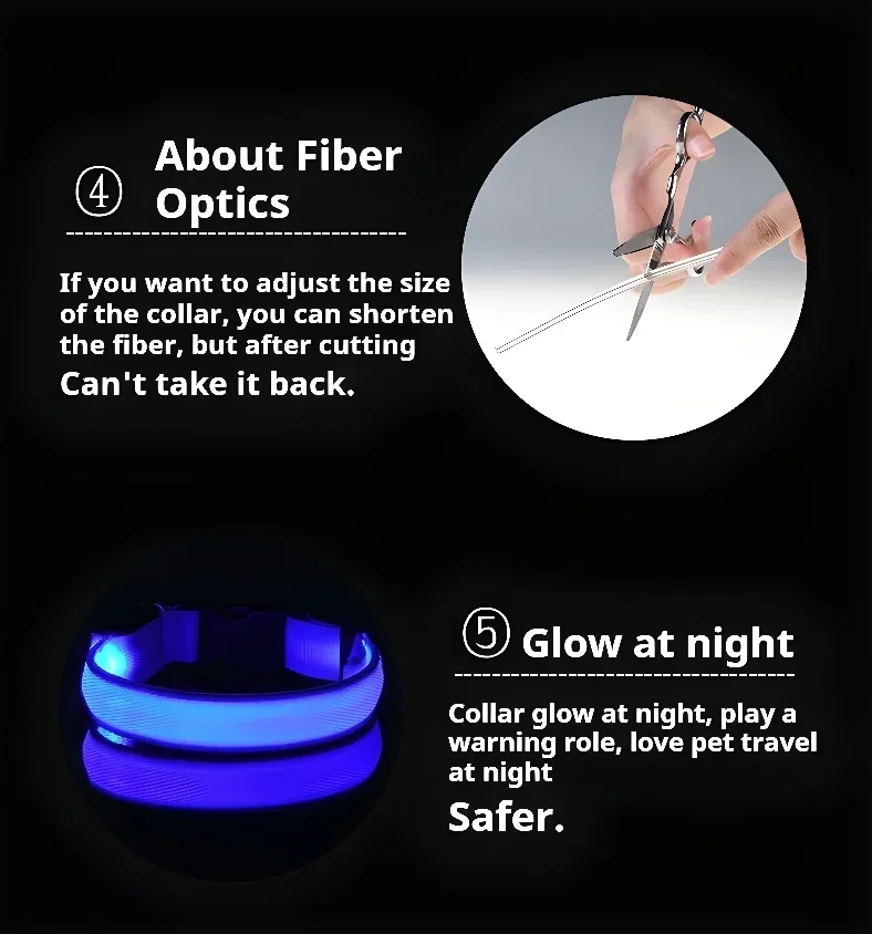 Collar LED en diferentes ángulos