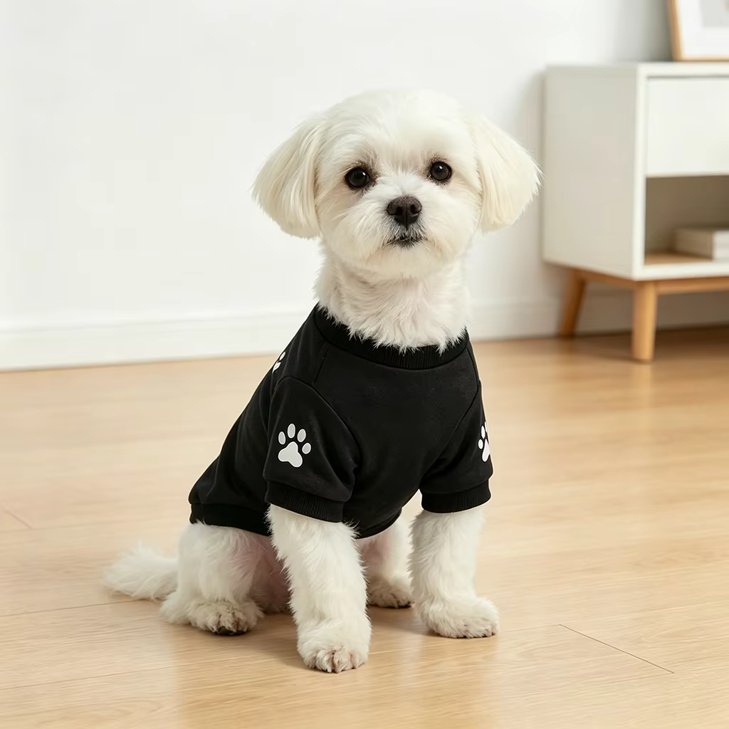 Perro usando la sudadera durante un paseo