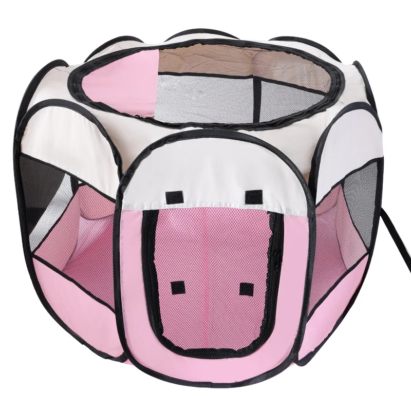 Jaula plegable octogonal para perros y cuarto de parto felino